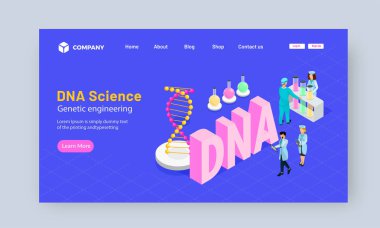 Araştırma yapan bilim adamları ile laboratuvar illüstrasyon. 3b metin 