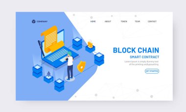 Sözleşme tabanlı con için bilgisayar üzerinde çalışan bir adam İllüstrasyon