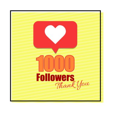 1000 takipçileri ve favori ile mesaj kartı tasarımı teşekkür ederiz 