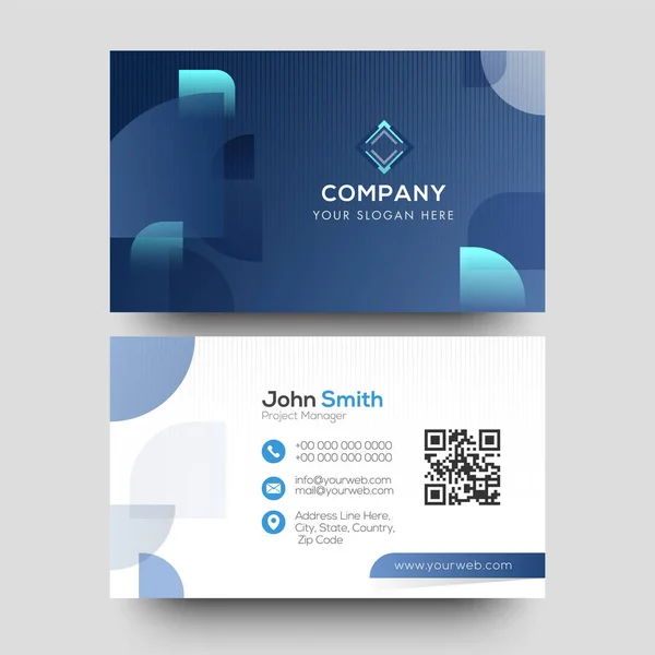 Creative corporate business card design in blue and white color. — Stock Vector