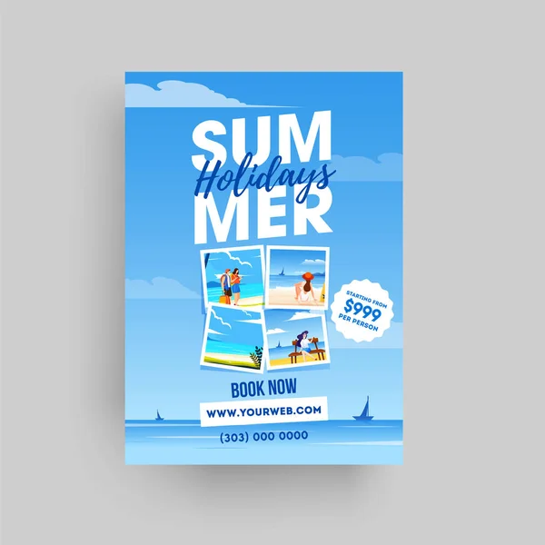 Modèle de site Web de vacances d'été ou conception de flyer sur la vue sur la mer retour — Image vectorielle