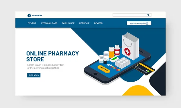 Izometrická medicína na telefonu. Online zdravotnický obchod s e-PA — Stockový vektor