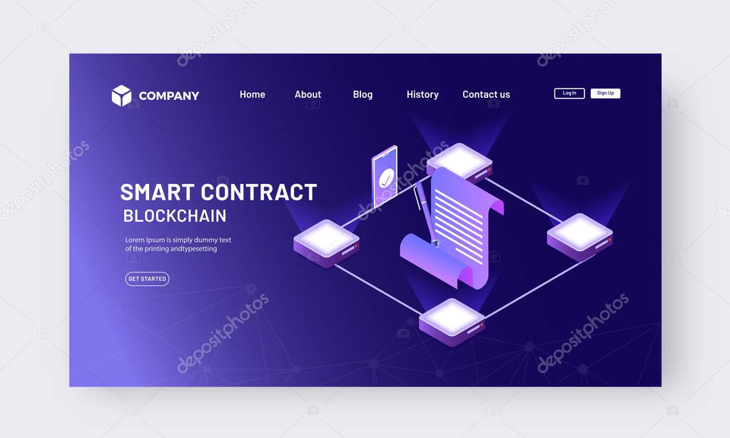 Isometric online contract from app concept. secure money transfe