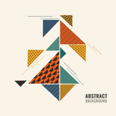 Renkli soyut geometrik şekil üçgen farklı desenler 
