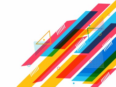 Beyaz arka plan üzerinde geometrik renkli abstartc deseni.