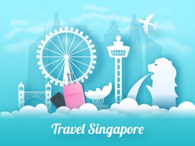 Seyahat Singapur afiş veya poster tasarımı fa illüstrasyon ile