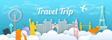 Web Sitesi Travel Trip başlık veya afiş tasarımı illüstrasyon ile