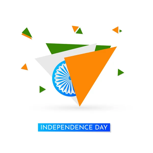 Ilustración de Rueda Ashoka con formas triangulares de bandera india — Vector de stock