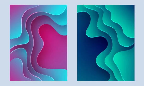 Fluxo líquido de cor gradiente ou camada de papel de arte fluida corte abstrato — Vetor de Stock