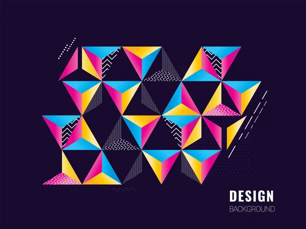 Triângulo de forma geométrica abstrato colorido em diferentes padrões — Vetor de Stock