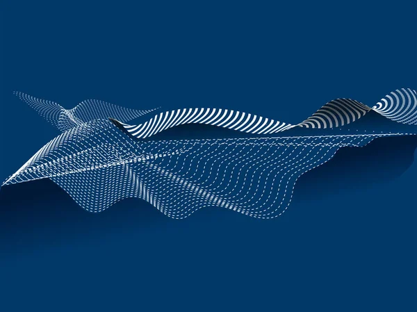 Dinâmica digital fluxo onda movimento partículas composição em blu —  Vetores de Stock