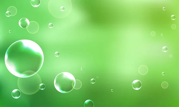 Bulles abstraites brillantes décorées fond vert avec de l'espace pour — Image vectorielle