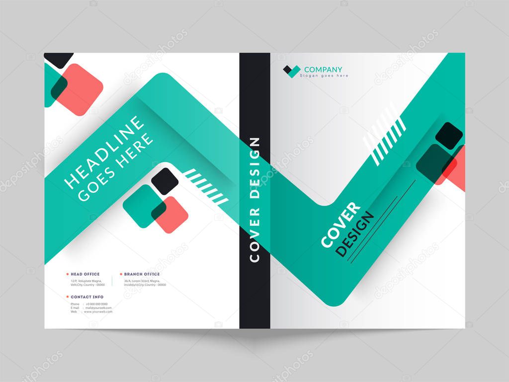 Front and back cover of a business brochure layout or flyer, tem