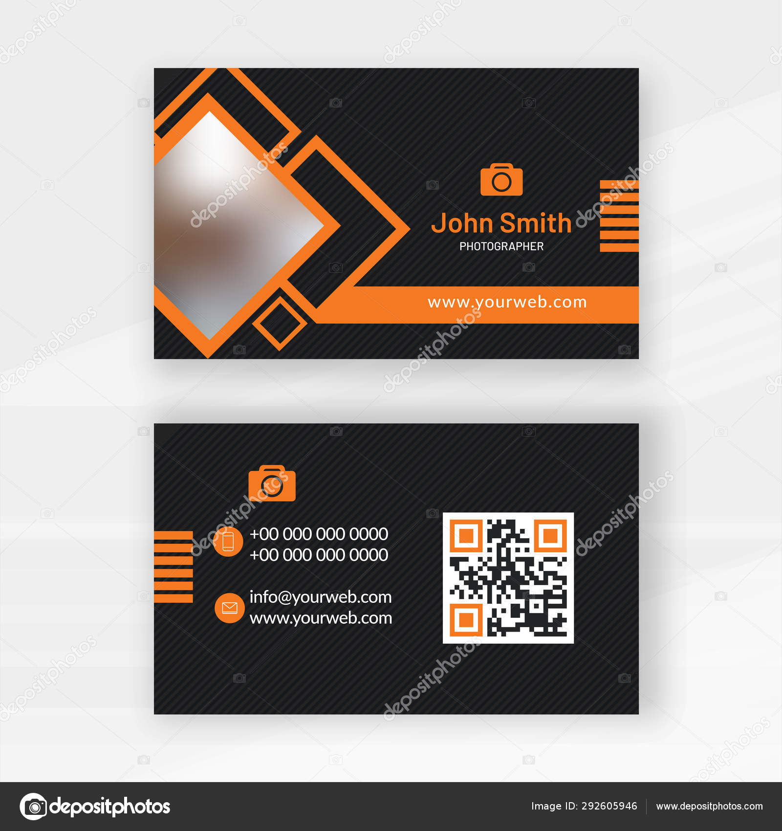 Photographer business card or visiting card design in front and With Regard To Photographer Id Card Template