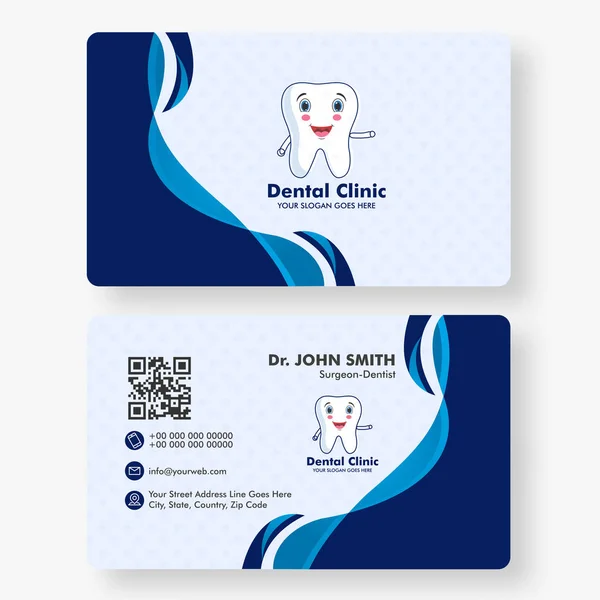 Tarjeta de visita de la Clínica Dental o diseño de plantilla horizontal en fro — Vector de stock