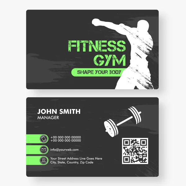 Vue avant et arrière de la carte de visite Fitness GYM ou du t horizontal — Image vectorielle