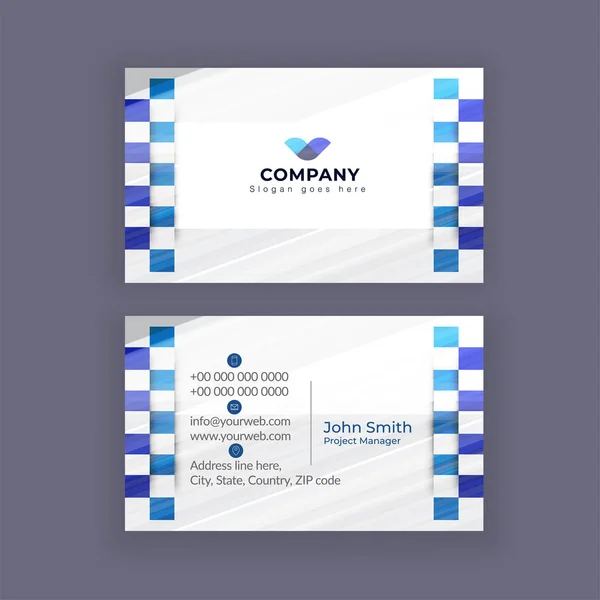 Vista frontal e traseira do cartão da empresa ou design de cartão de visita com — Vetor de Stock