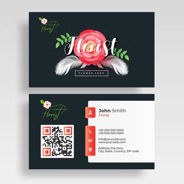 Flower Shop cartão de visita ou design de cartão com bonito — Vetor de Stock