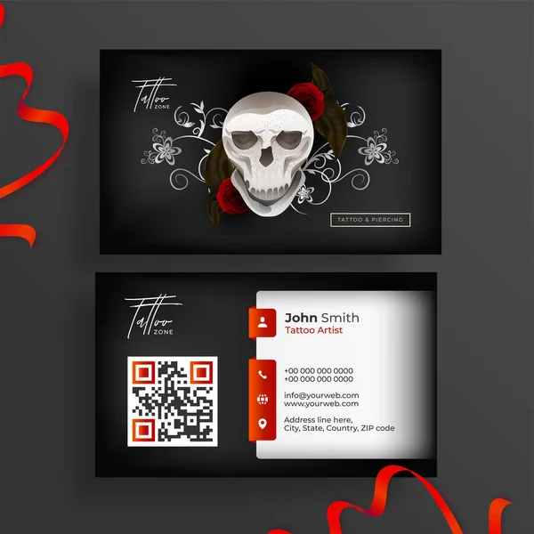 名刺または訪問カードデザインウィットの前面と背面のビュー — ストックベクタ