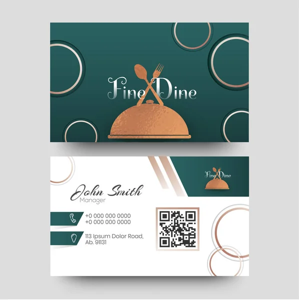 Creativo Fine Dine tarjeta de visita o diseño de tarjeta de visita en fron — Archivo Imágenes Vectoriales