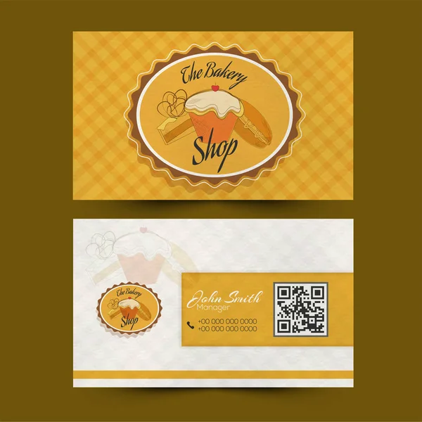 Bakery Shop Business Card Horizontal Template Design Front Back View — Stock Vector