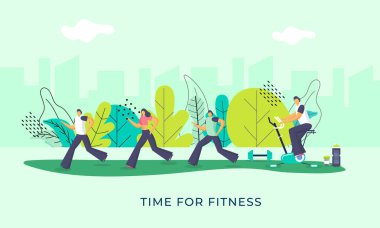 Zaman Fitness afiş veya afiş tasarımı peopl karakteri ile