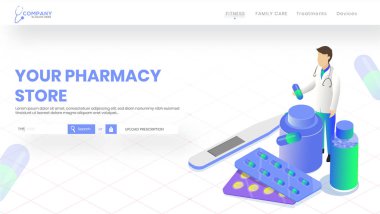 Termometre ve doktor g ile ilaç şişesi 3d illüstrasyon