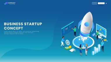 İş Başlangıç konsept web sitesi veya il ile açılış sayfası tasarımı