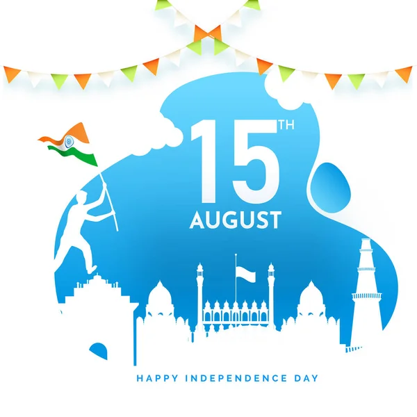 15 augusti Happy självständighetsdagen affisch eller banner design med — Stock vektor