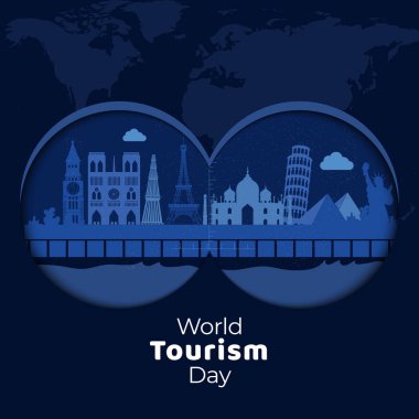 Worl ünlü anıtlar ile Yaratıcı poster veya şablon tasarım