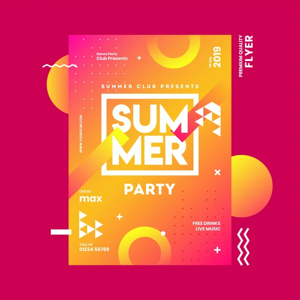 Summer Party inbjudningskort, mall eller Flyer design med abst — Stock vektor