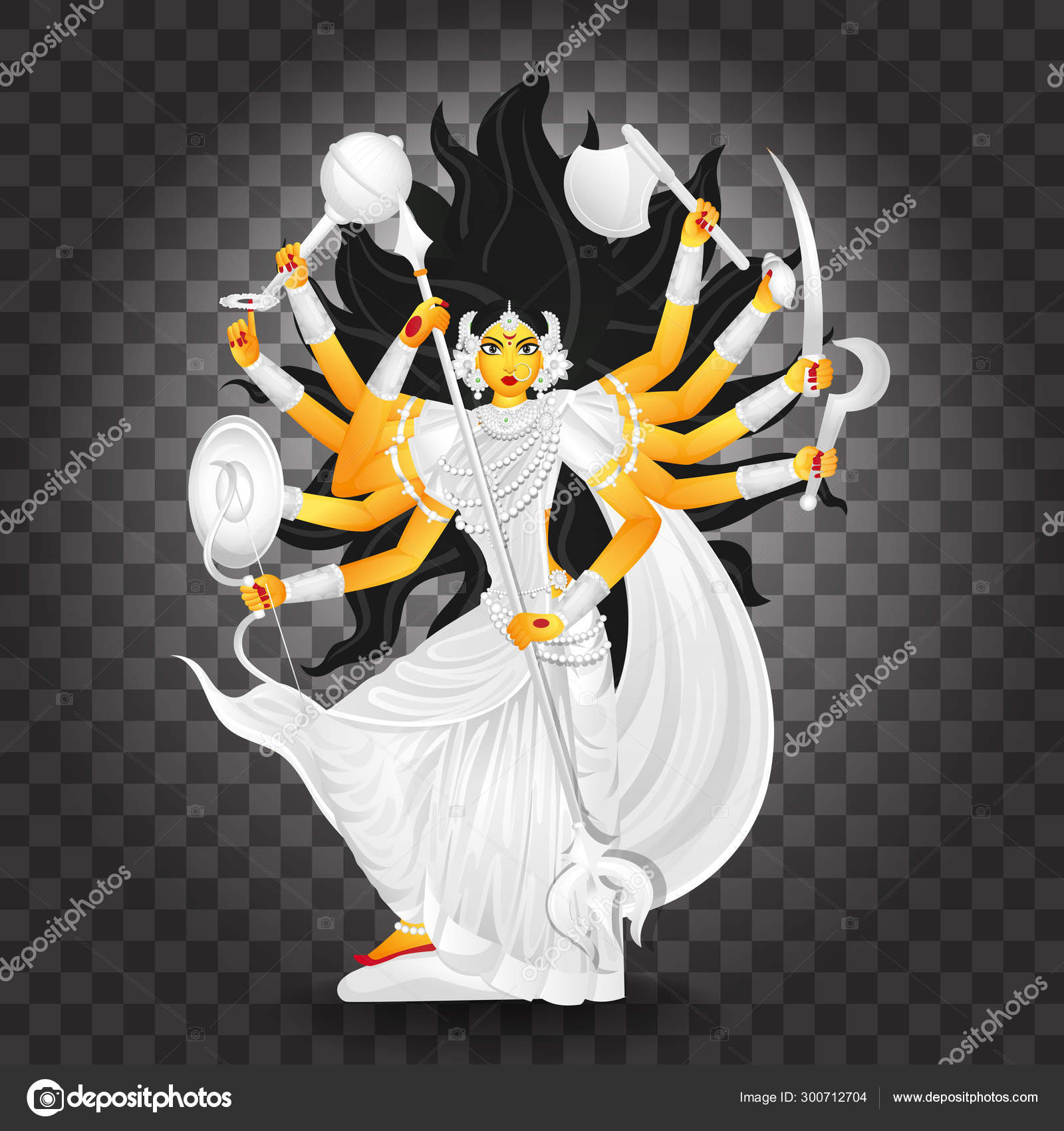 Illustration of Goddess Durga Maa on black png background. Stock Vector  Image by ©alliesinteract #300712704
