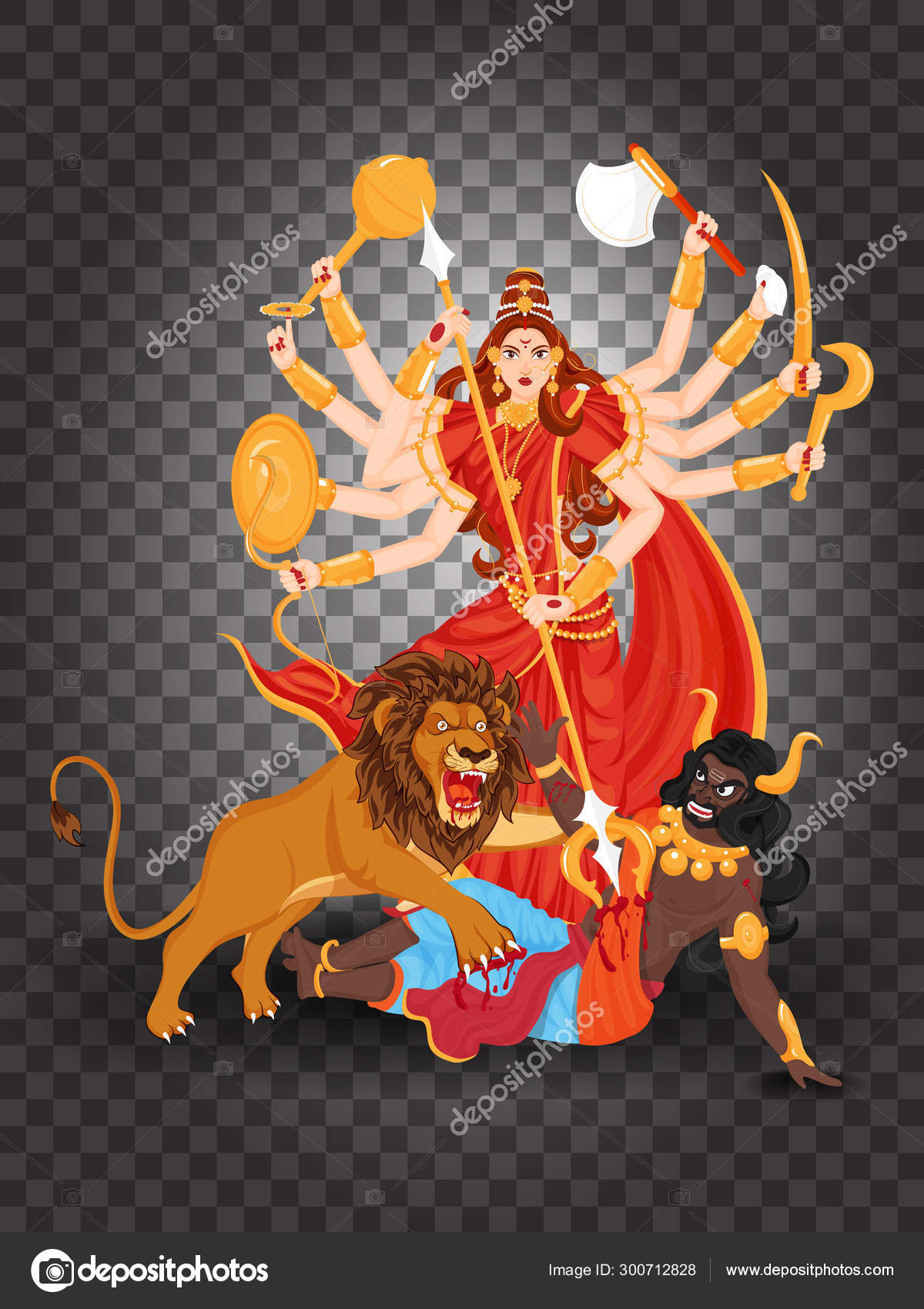 Illustration of Hindu Mythology Goddess Durga Maa character on p Stock ...