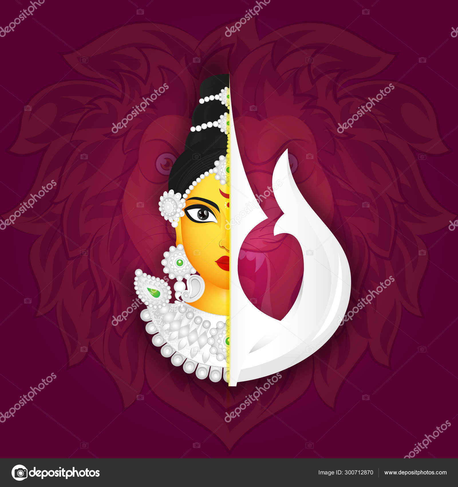 Creative Goddess Durga Maa face with Trishul illustration on lio Stock Vector Image by ©alliesinteract #300712870 Creative Goddess Durga Maa face with Trishul illustration on lio Stock Vector Image by ©alliesinteract #300712870