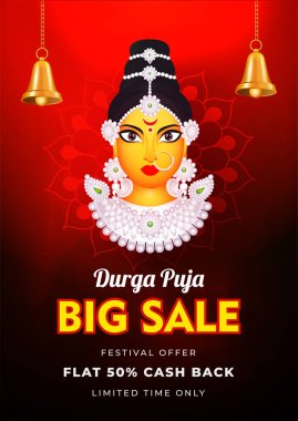 Goddes illüstrasyonu ile reklam şablonu veya el ilanı tasarımı