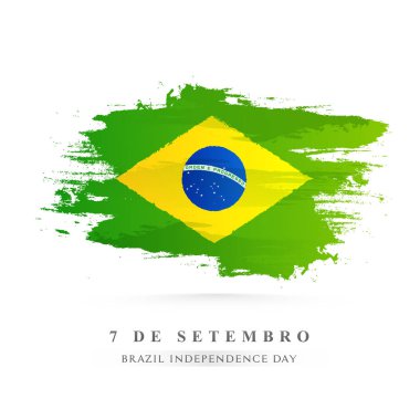 Creative Brazil National flag color brush stroke background for  clipart