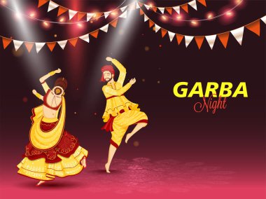 Garba Night celebr vesilesiyle çift dans İllüstrasyon