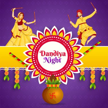 Dandiya Gece parti afişveya illüstrasyon ile şablon tasarımı 