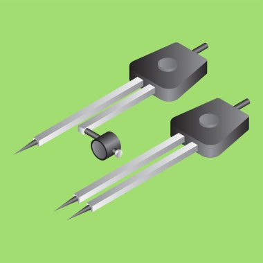 Yeşil arka planda gerçekçi çizim pusulası.