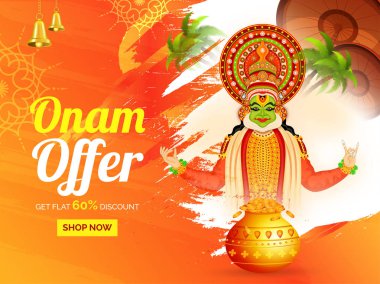 Sikke pot ile Kathakali dansçı İllüstrasyon, onam şemsiye f