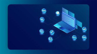 Farklı programlama lang ile dizüstü biyometrik illüstrasyon