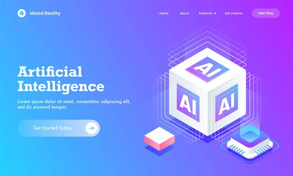 Artificiell intelligens webbplats affisch eller målsida Design Wi — Stock vektor