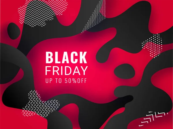 Elegante diseño de póster o pancarta de Black Friday Sale con 50% disco — Vector de stock