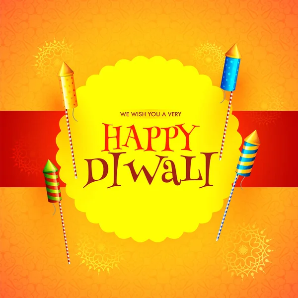 Happy Diwali carte de message du festival ou poster design avec fusée — Image vectorielle