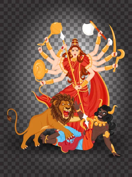 Illustration der hinduistischen Mythologie Göttin Durga Maa Charakter auf p — Stockvektor