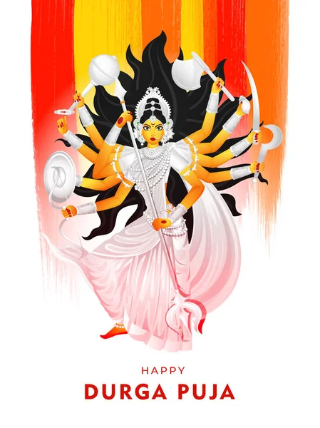 Ilustración de la diosa mitológica hindú Durga en pincelada — Vector de stock