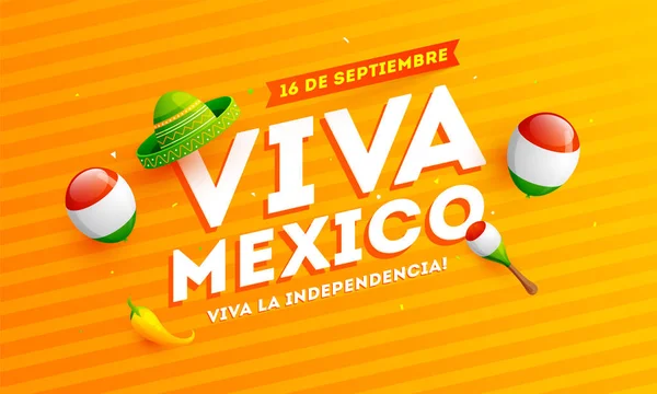 Traduction mexicaine de l'inscription : 16 septembre Viva Mexico — Image vectorielle