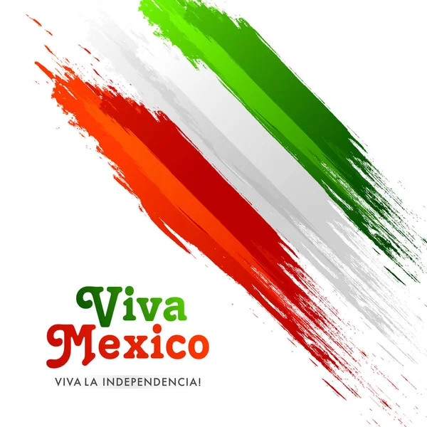 Cartaz criativo ou design de modelo com pincel de cor bandeira mexicana —  Vetores de Stock