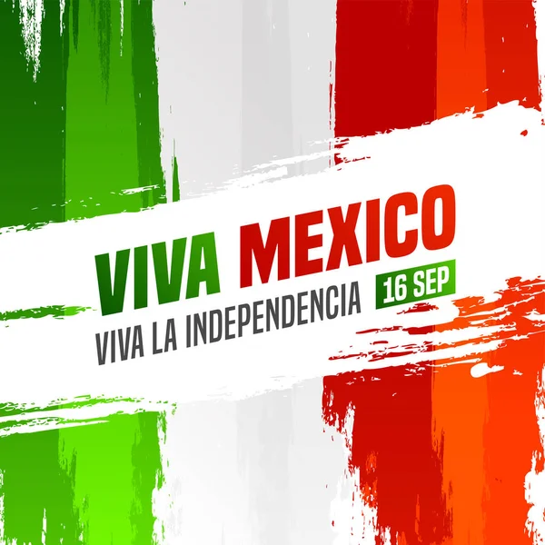 9월 16일, 비바 멕시코 독립기념일 텍스트 스페인어 랑구 — 스톡 벡터