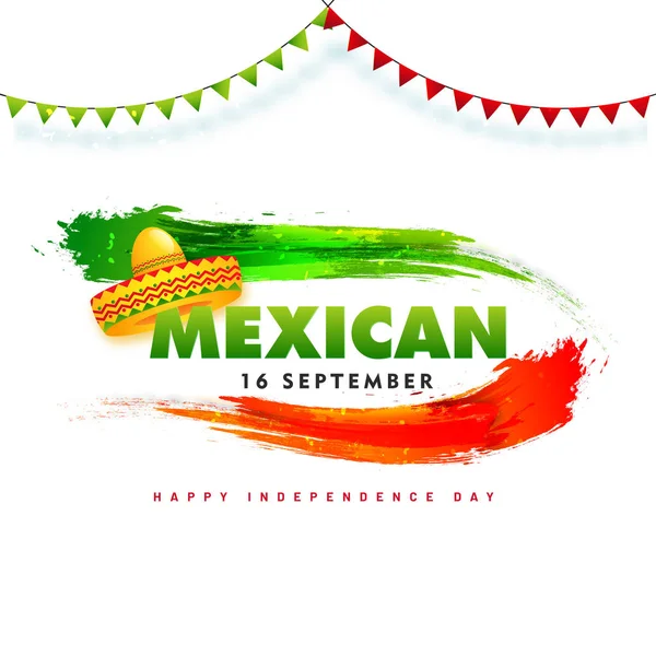 16 Setembro, Projeto de cartaz do Dia da Independência Mexicana com sombre —  Vetores de Stock